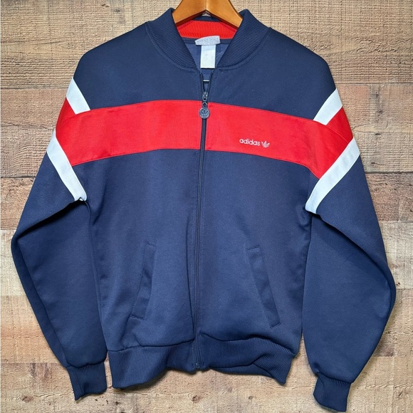Vintage Adidas Navy and Red Track Jacket Men’s size Small Athletic Athleisure - Picture 1 of 9
